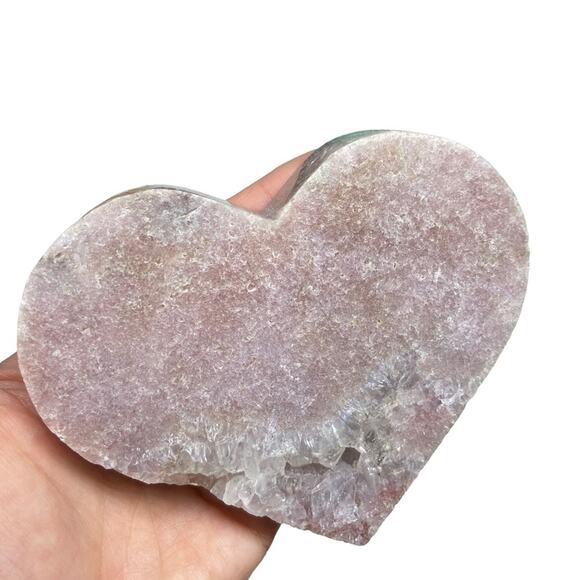 Pink Amethyst Druzy Heart Crystal Display Statement Piece Gift with Stand - Picture 8 of 10